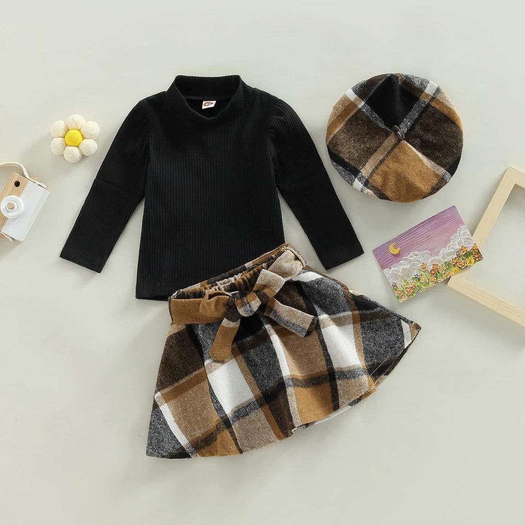 Baby clothing: Pink knitted turtleneck and dress winter set, crafted from premium cotton for comfort