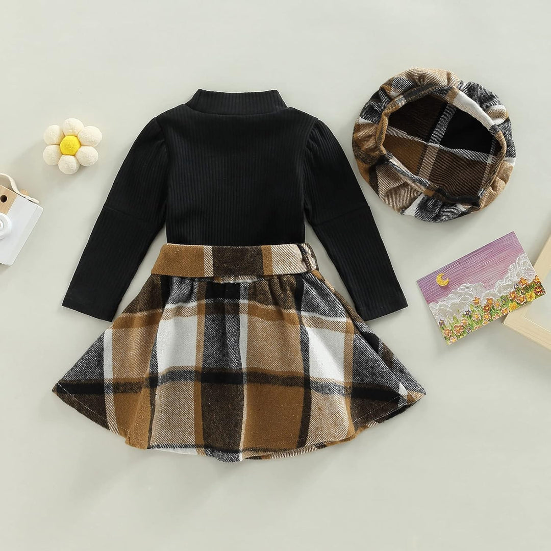 Baby girls' knitted turtleneck and dress winter set, offering both warmth and a charming aesthetic
