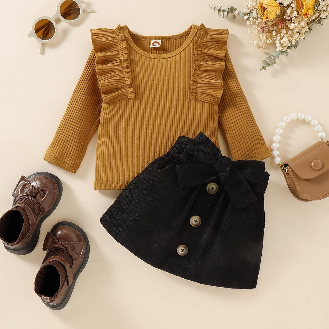 Knitted turtleneck and matching dress in pink for baby girls, a cozy and fashionable winter combo