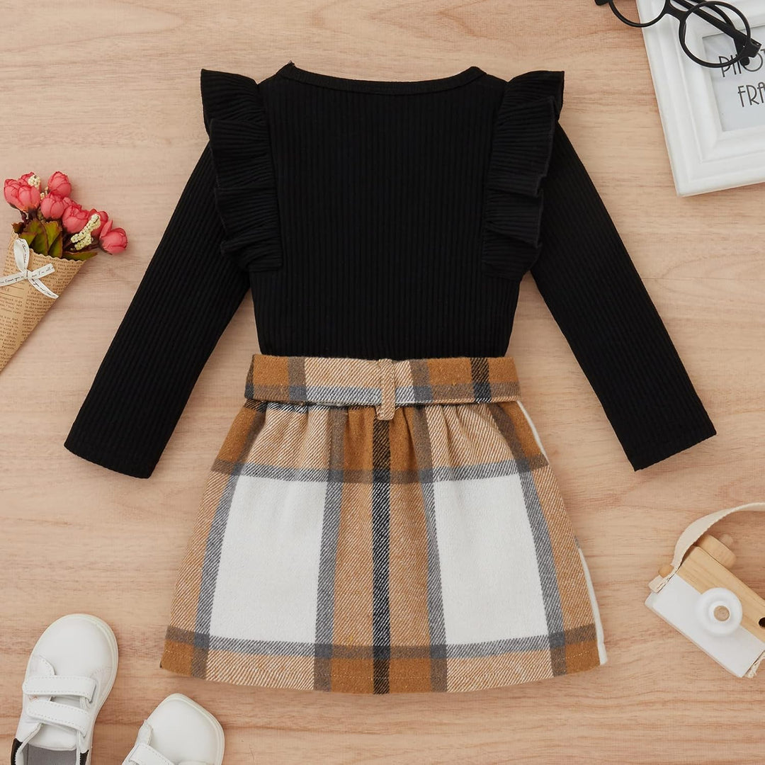 Baby girls' winter set, featuring a warm knitted turtleneck and a stylish dress, great for layering