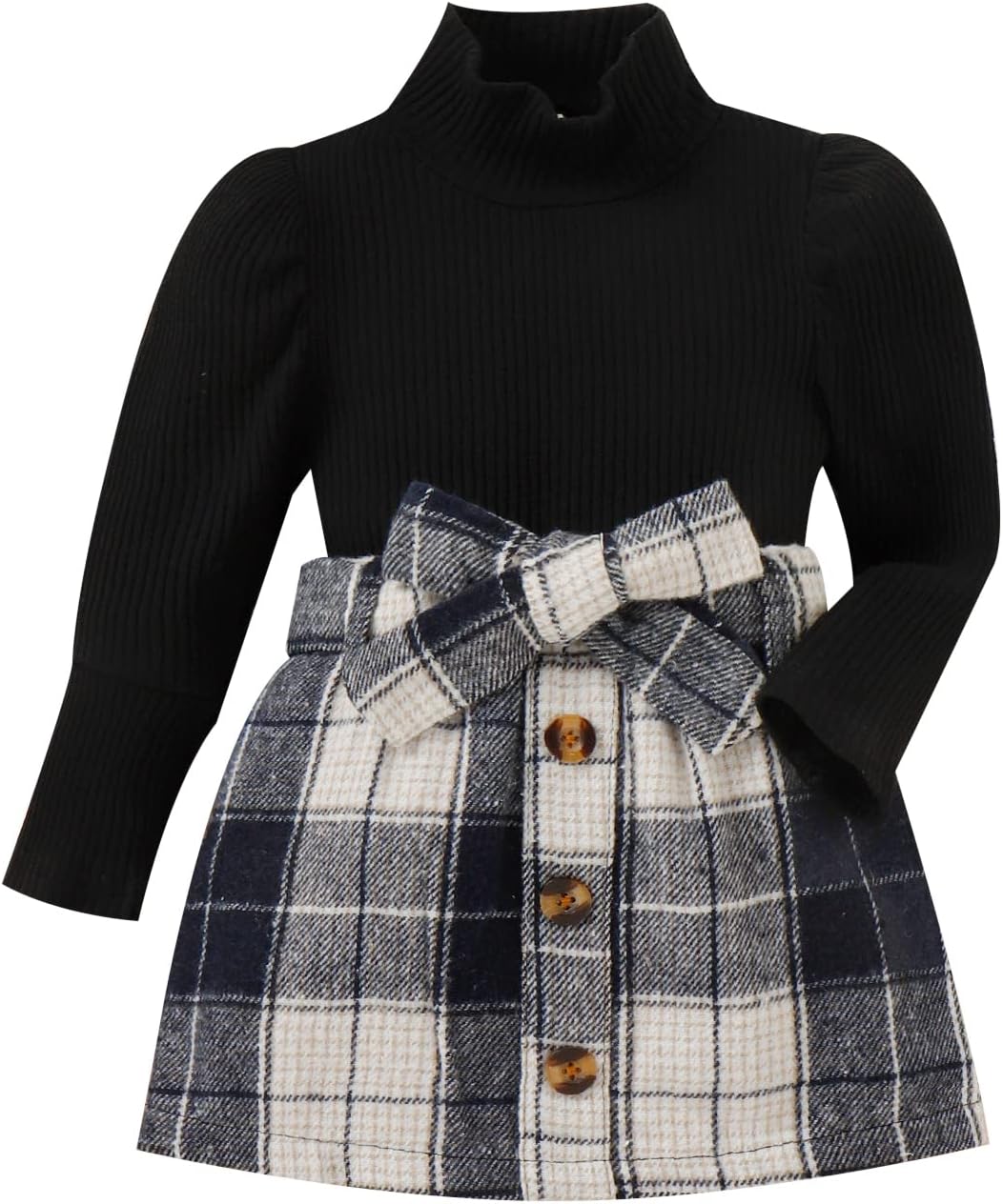 Baby girls' winter set with a comfortable knitted turtleneck and a festive skirt, ideal for holidays