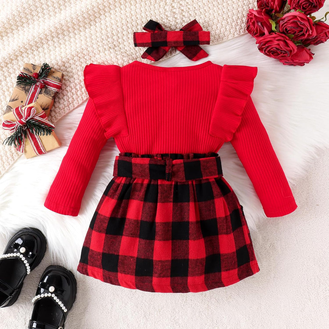 Close-up of the fabric texture of the baby girls' knitted turtleneck and dress winter set, soft cotton