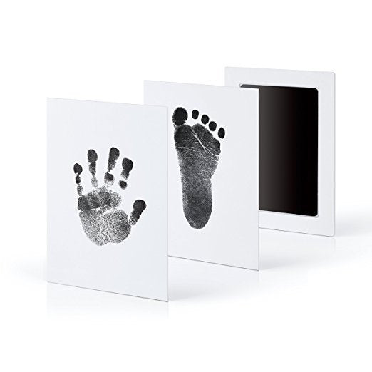 Baby Handprint & Footprint Keepsake Kit with mess-free ink pad, perfect newborn memory gift.