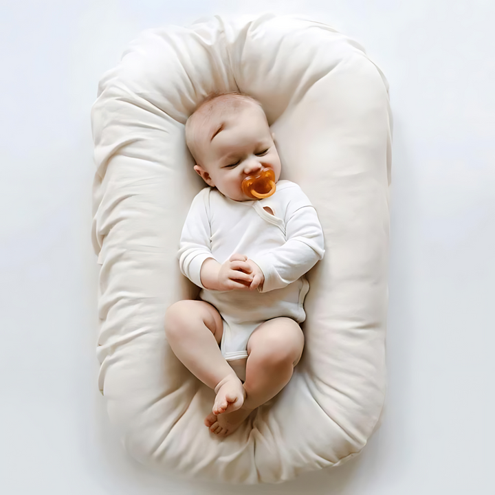 Neutral decor baby lounger, perfect nursery essential & thoughtful baby gift for new parents.