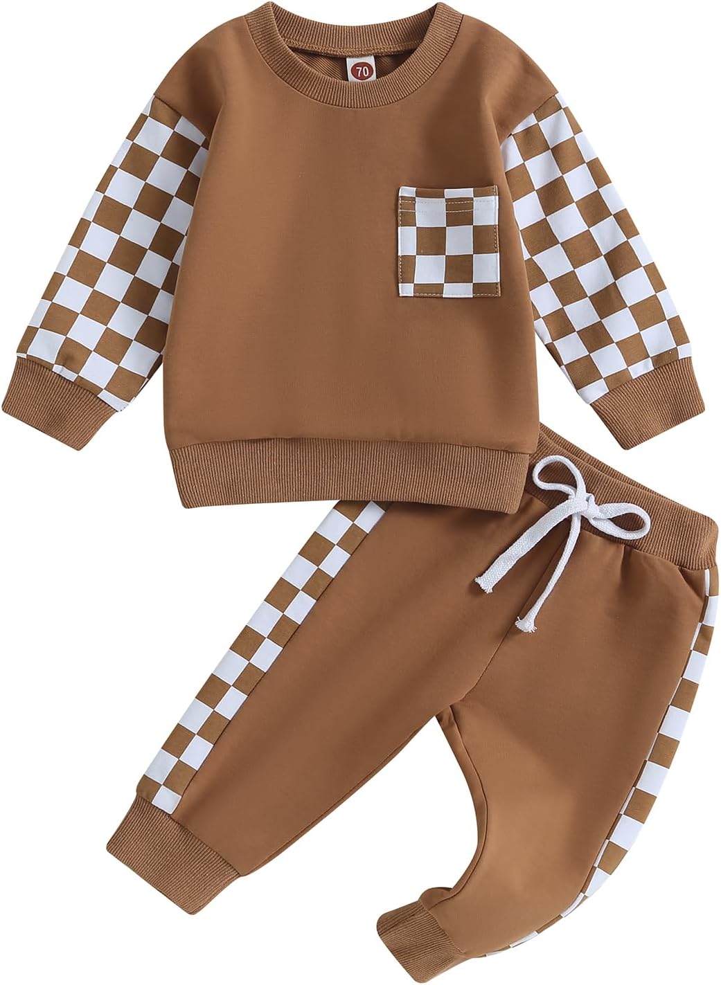 Warm baby jogger set with contrast sweatshirt and matching trousers, ideal winter clothing.