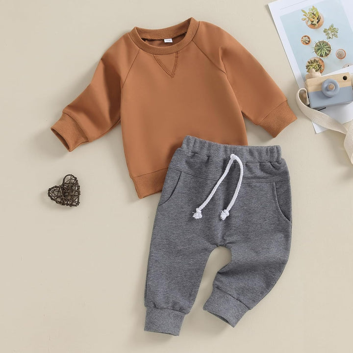 Full view of baby winter jogger set, contrast highlights, perfect for everyday wear.
