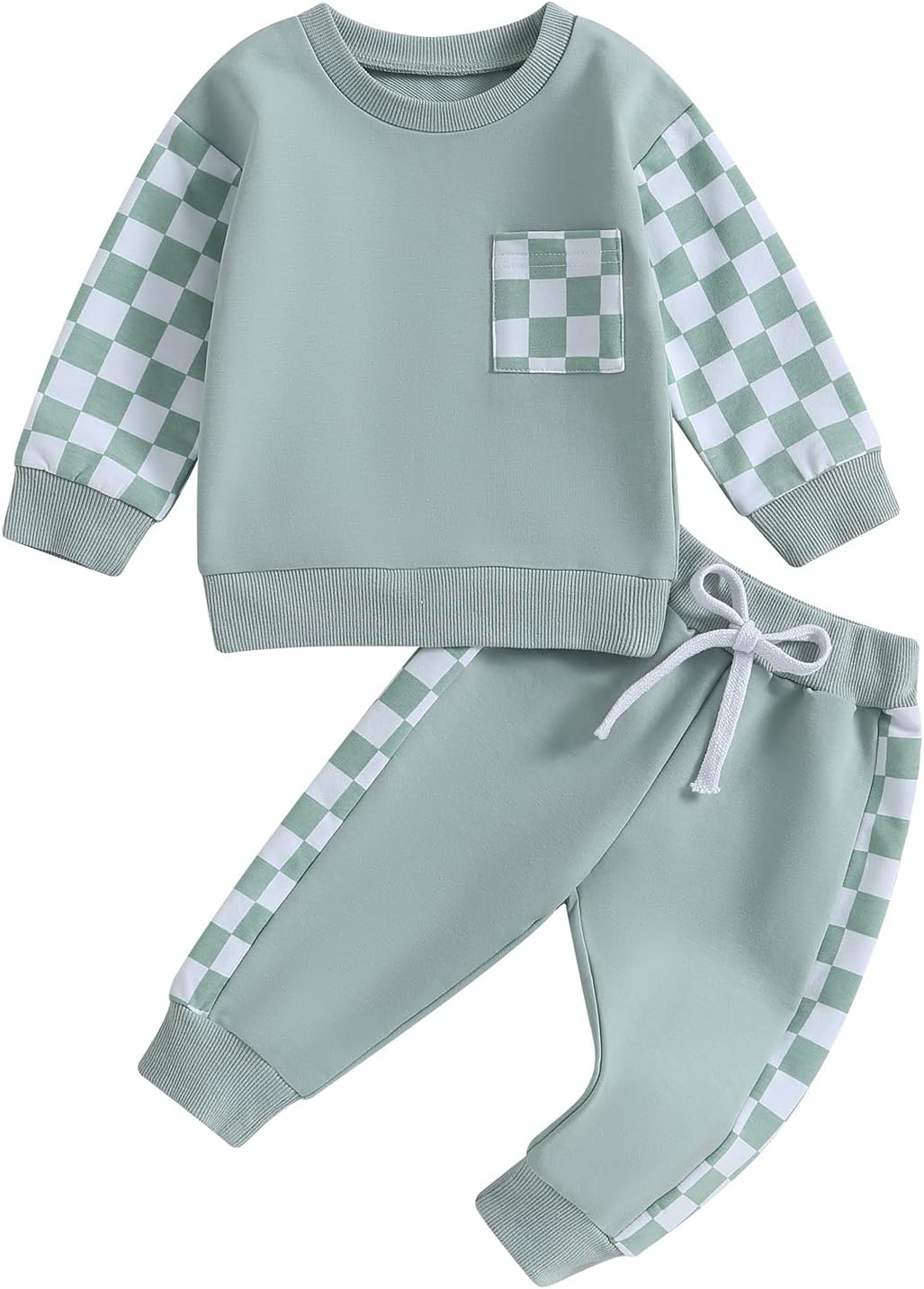 Baby jogger set, focus on the warmth of the contrast cotton blend fabric.