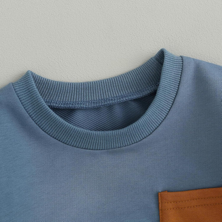 Contrast baby jogger set, soft cotton inner lining of the sweatshirt.