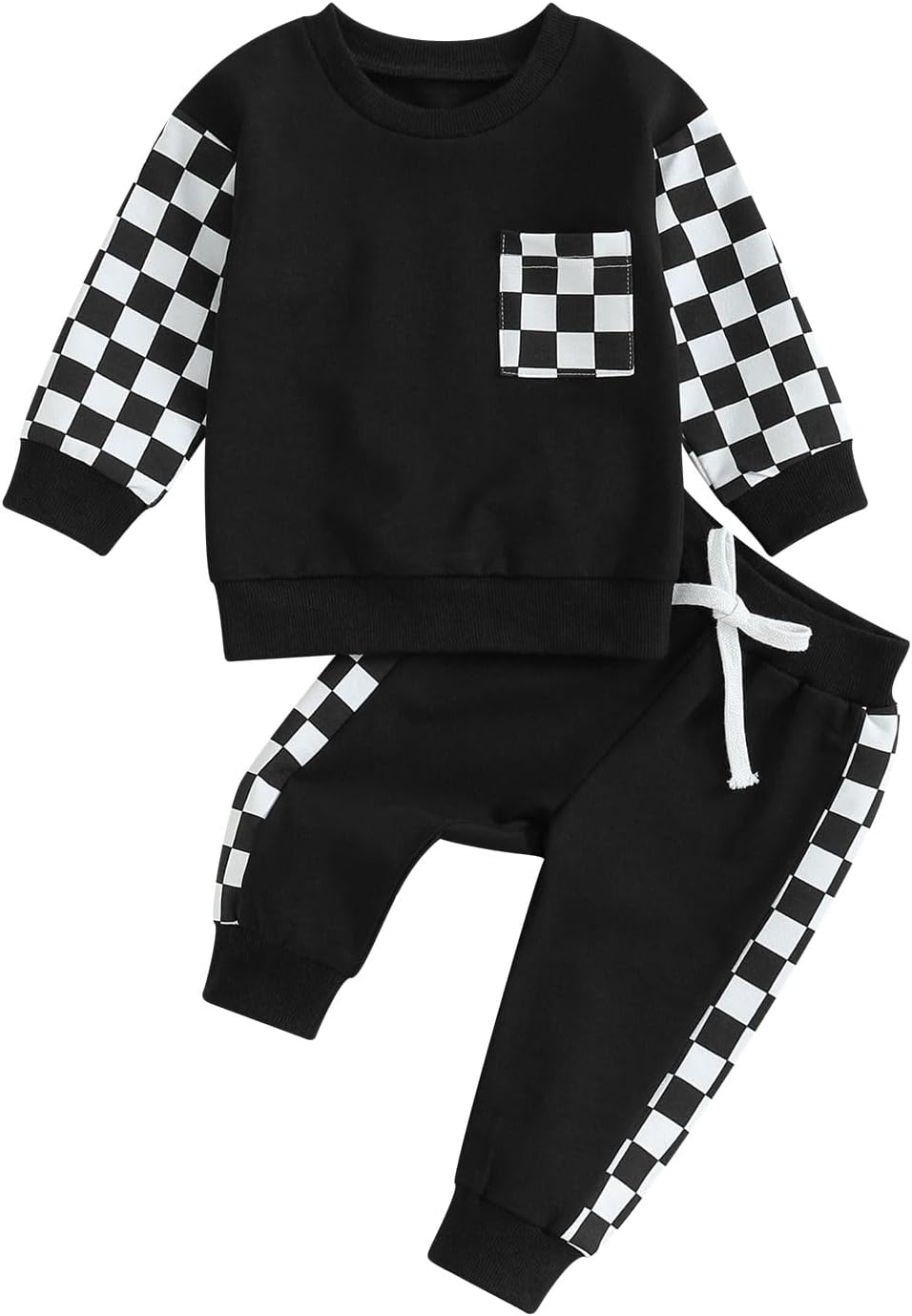 Toddler's winter jogger set, contrast colored top & bottom, soft cotton baby clothing.
