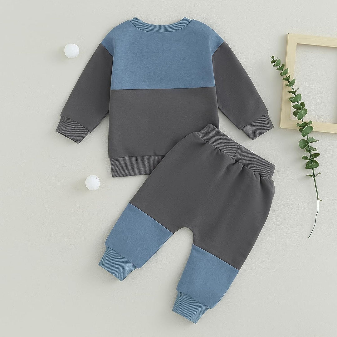 Baby jogger set, contrast sweatshirt & trousers, practical and stylish.