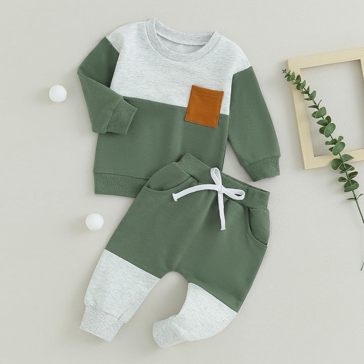 Folded baby jogger set, contrast colors, compact for storage and travel.