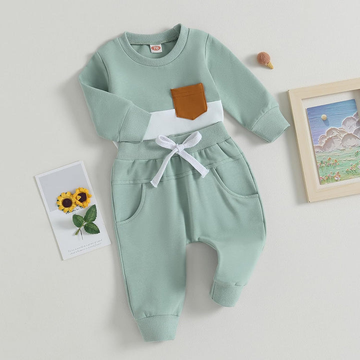 Baby jogger set, contrast elements, promoting comfort and freedom for toddlers.