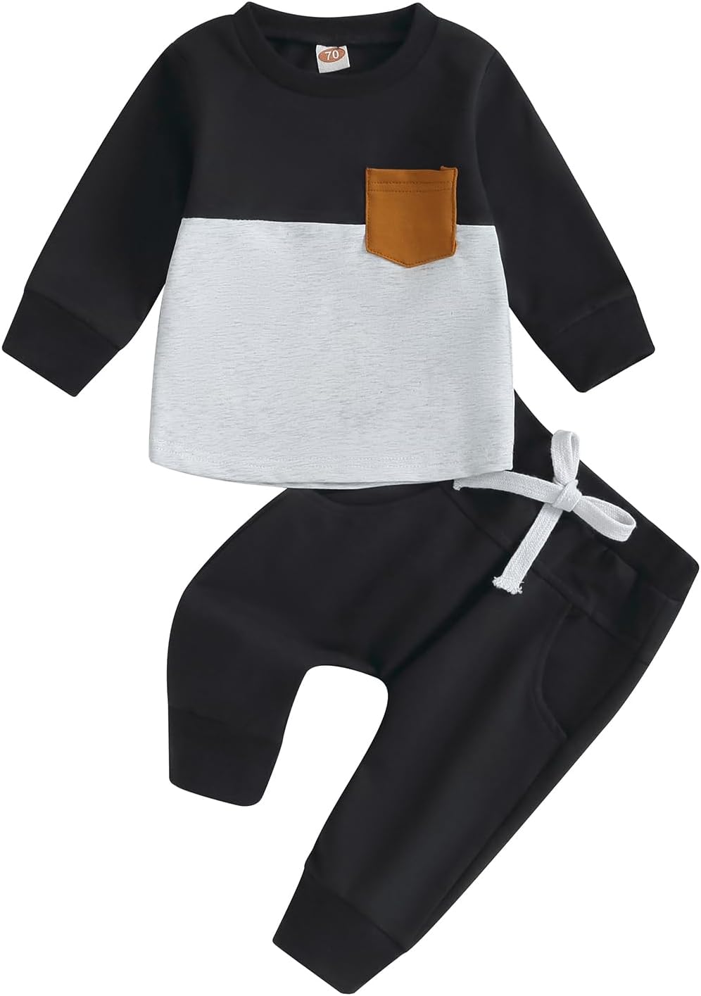 Baby winter outfit: contrast sweatshirt and jogger trousers, high-quality cotton blend.