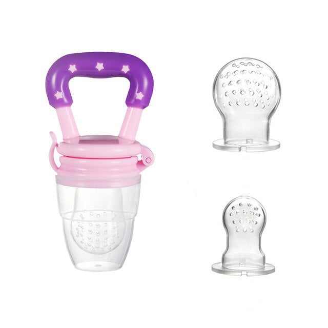 Baby Silicone Fruit Feeder Pacifier for solids, ideal for safe infant feeding and starter foods.