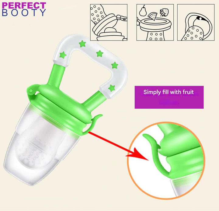 Convenient infant feeder: silicone fruit pacifier for solids, a great way to introduce new tastes & textures.