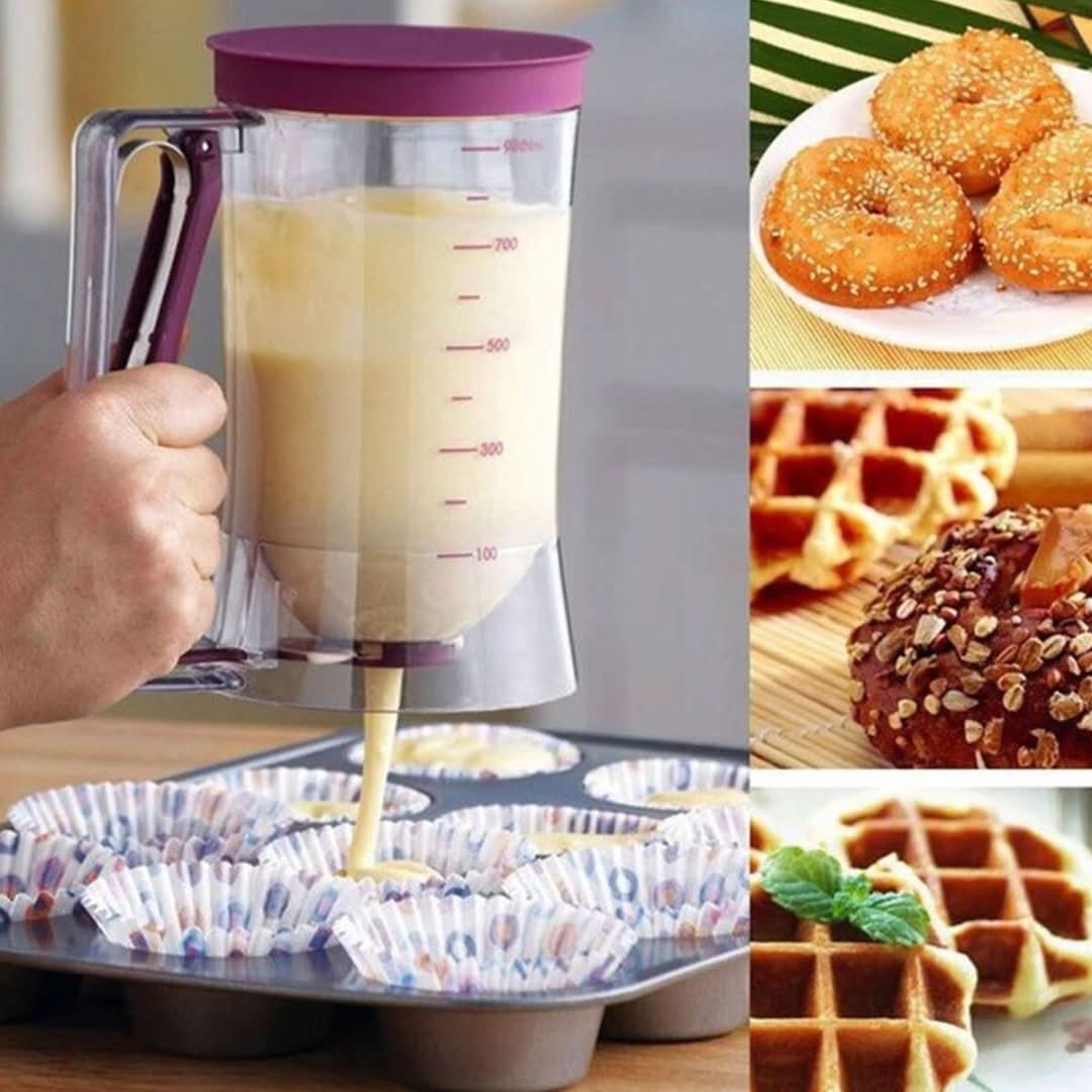 Effortless batter & dough dispenser. Perfect kitchen gadget for easy cupcake, pancake, & waffle making.