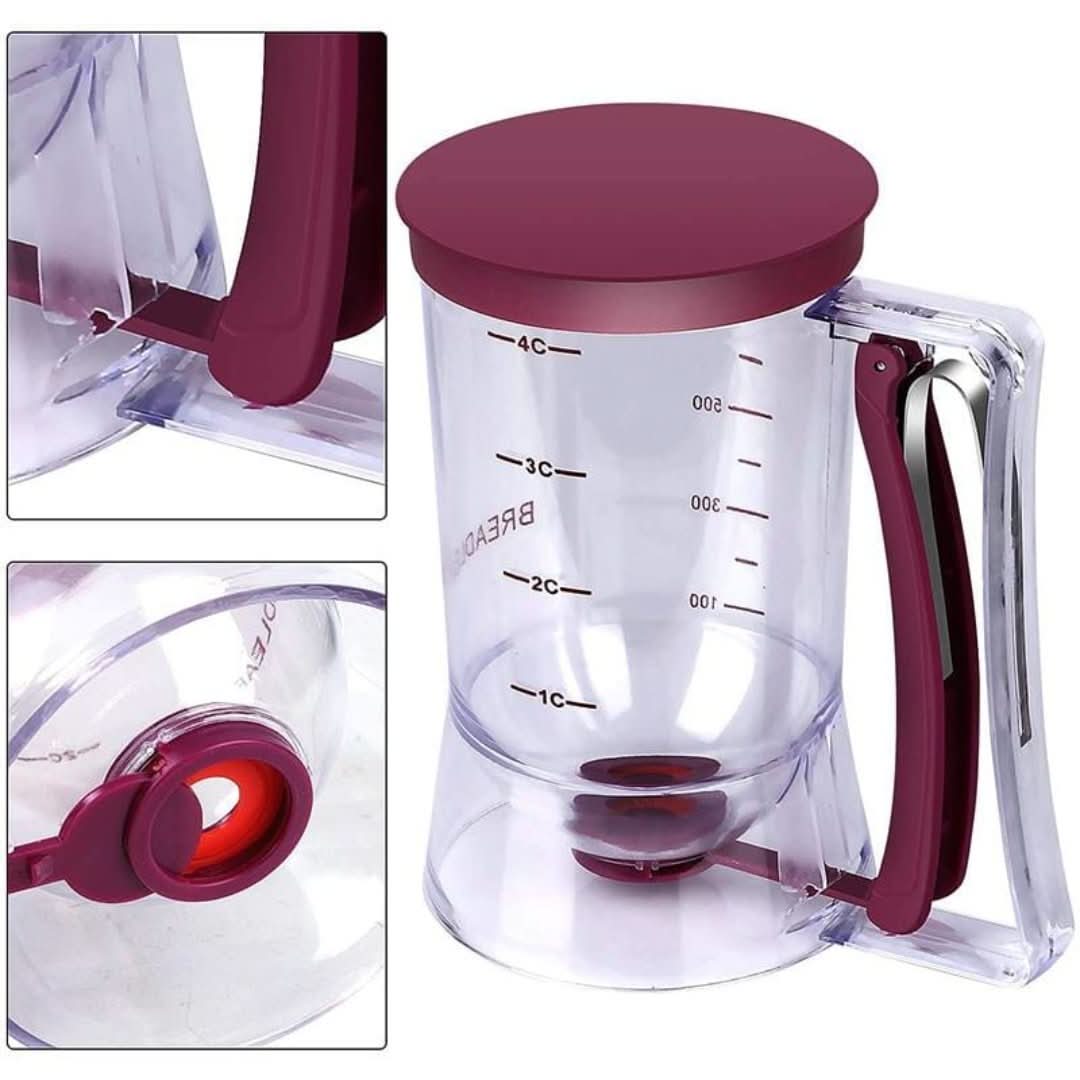 BakeBuddy beslag dispenser for precise, mess-free batter & dough distribution in baking tasks.