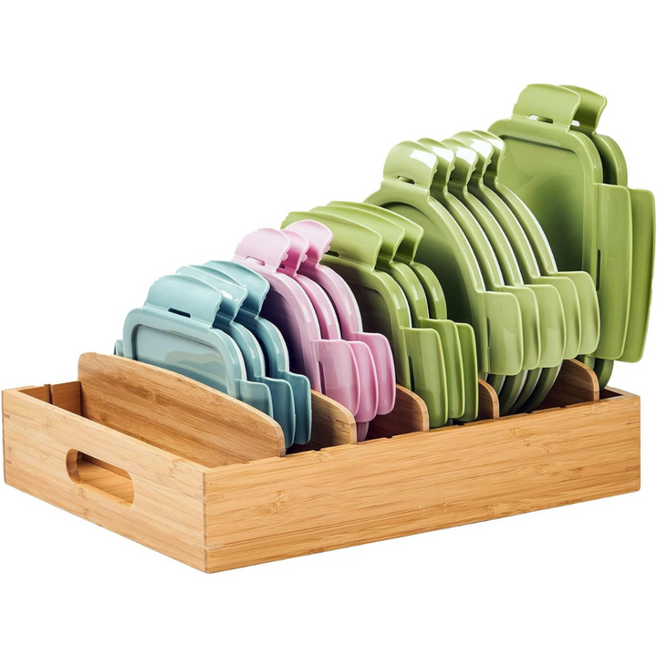 Elegant bamboo kitchenware organizer, TopKeeper, improving cabinet efficiency and access