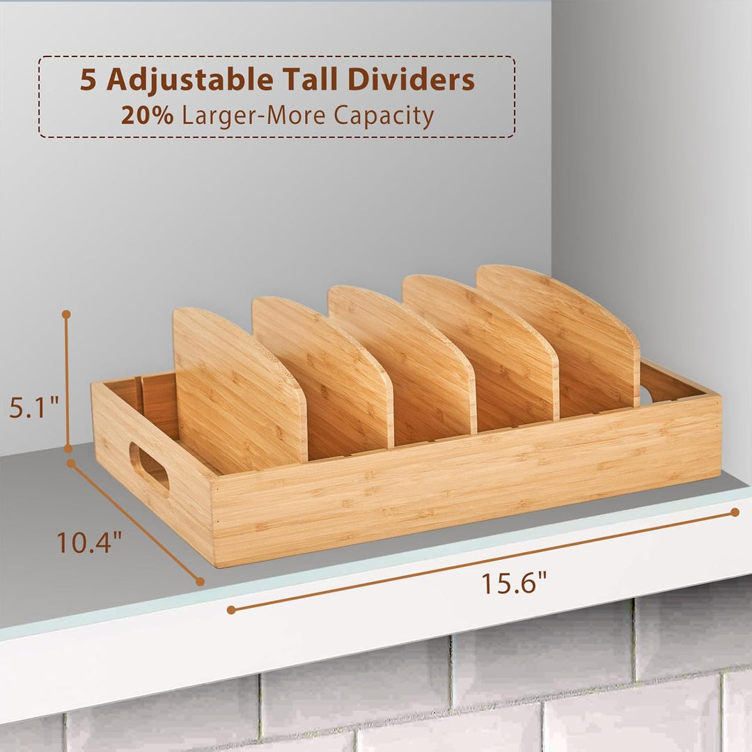 Natural bamboo lid organizer, TopKeeper, a sustainable solution for cookware storage