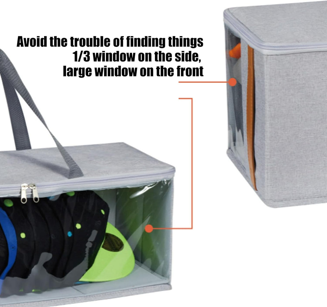 Baseball cap travel organizer, hard shell headwear storage for protecting hats on the go