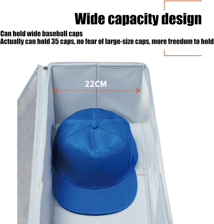 Travel-friendly baseball hat case with sturdy zipper closure and comfortable handle