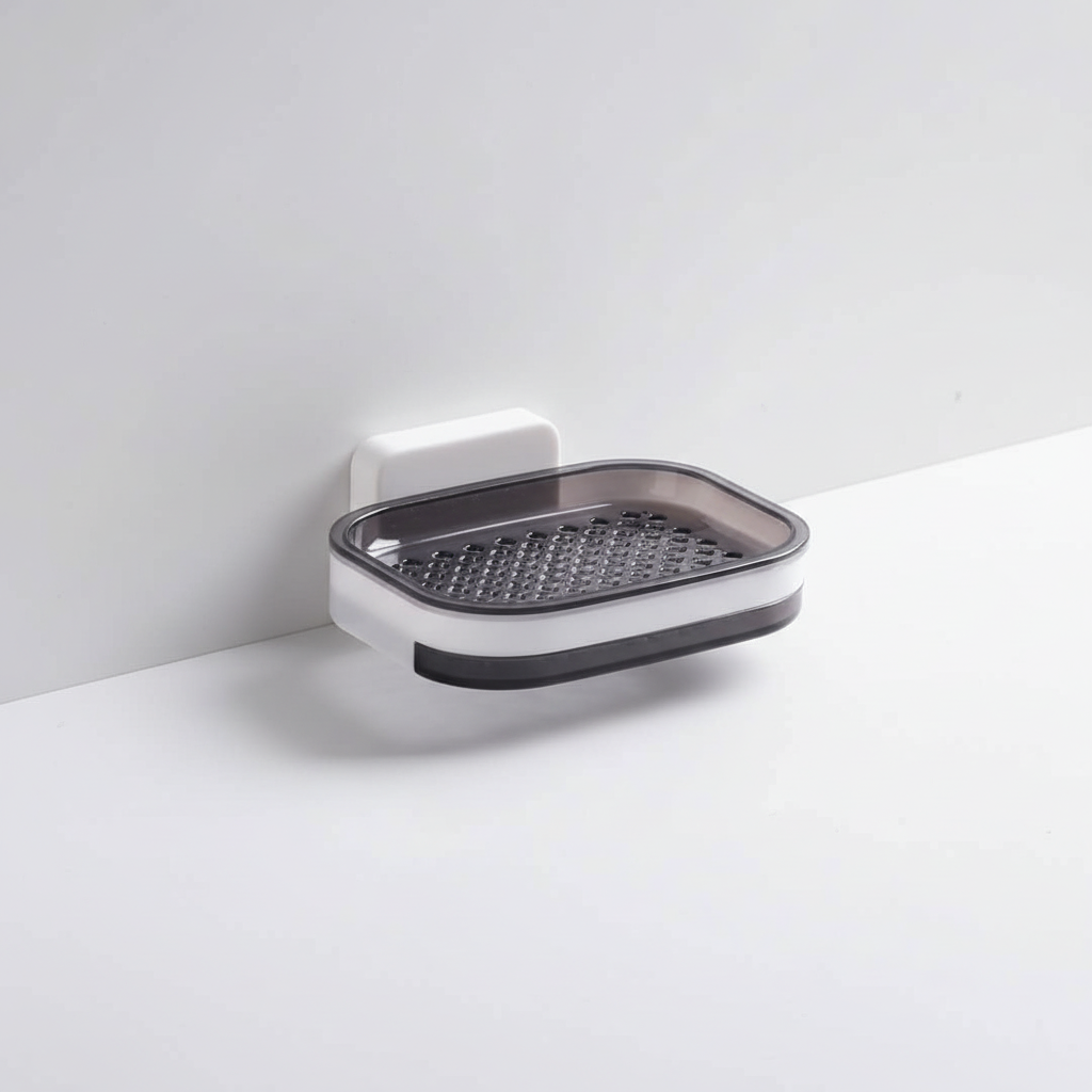 Anti-slip design BathTidy wall soap dish, keeps bar soap dry and accessible