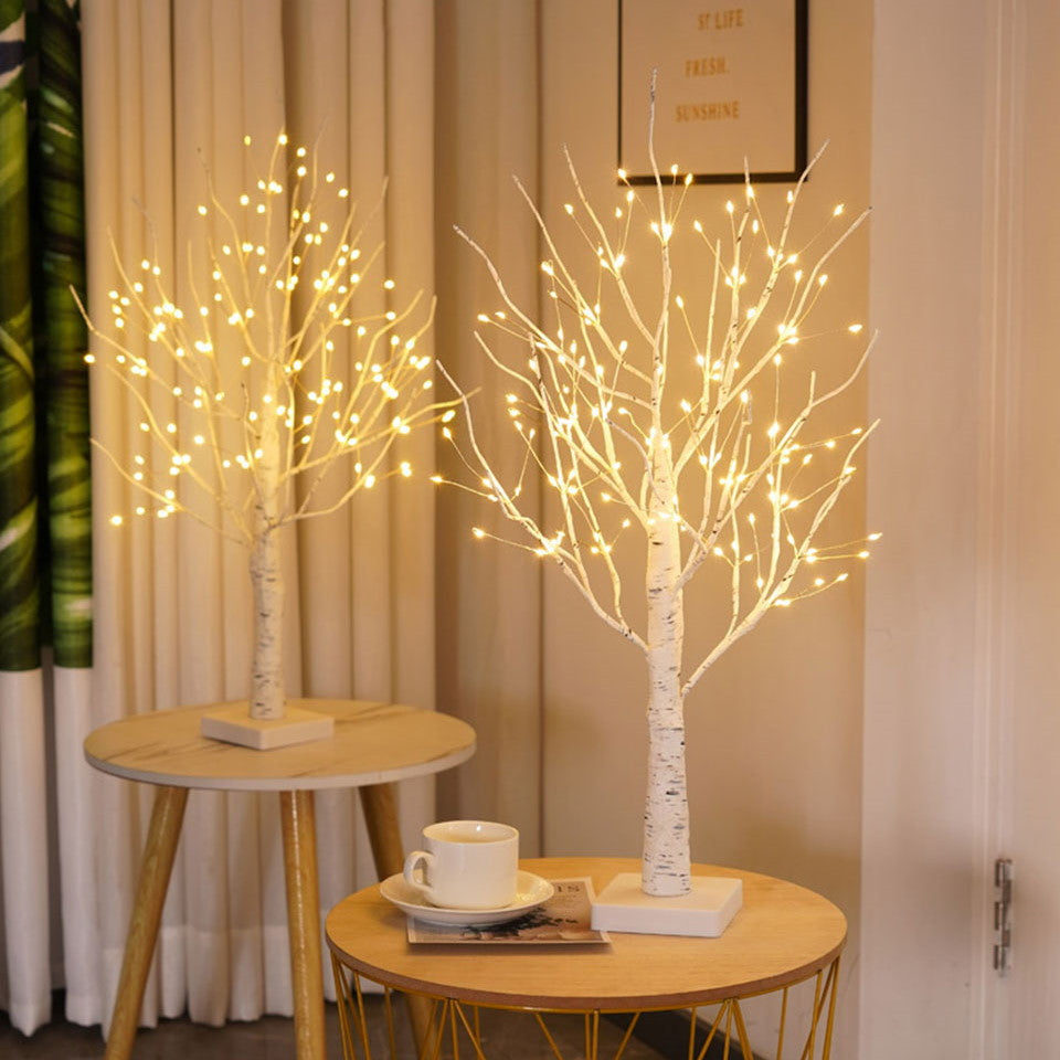Battery-operated LED Scandinavian birch tree lamp, decorative warm lighting for home accent