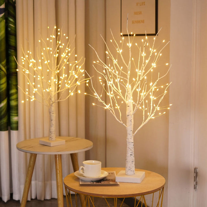 Battery-operated LED Scandinavian birch tree lamp, decorative warm lighting for home accent