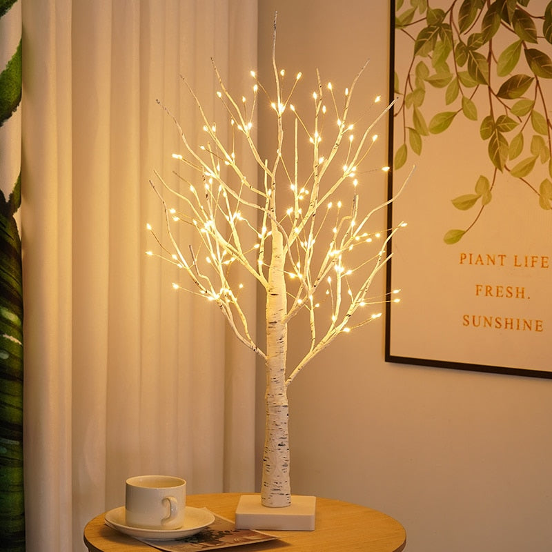 Unisex LumiBirch LED Scandinavian birch tree lamp, ideal for decorative lighting and night light