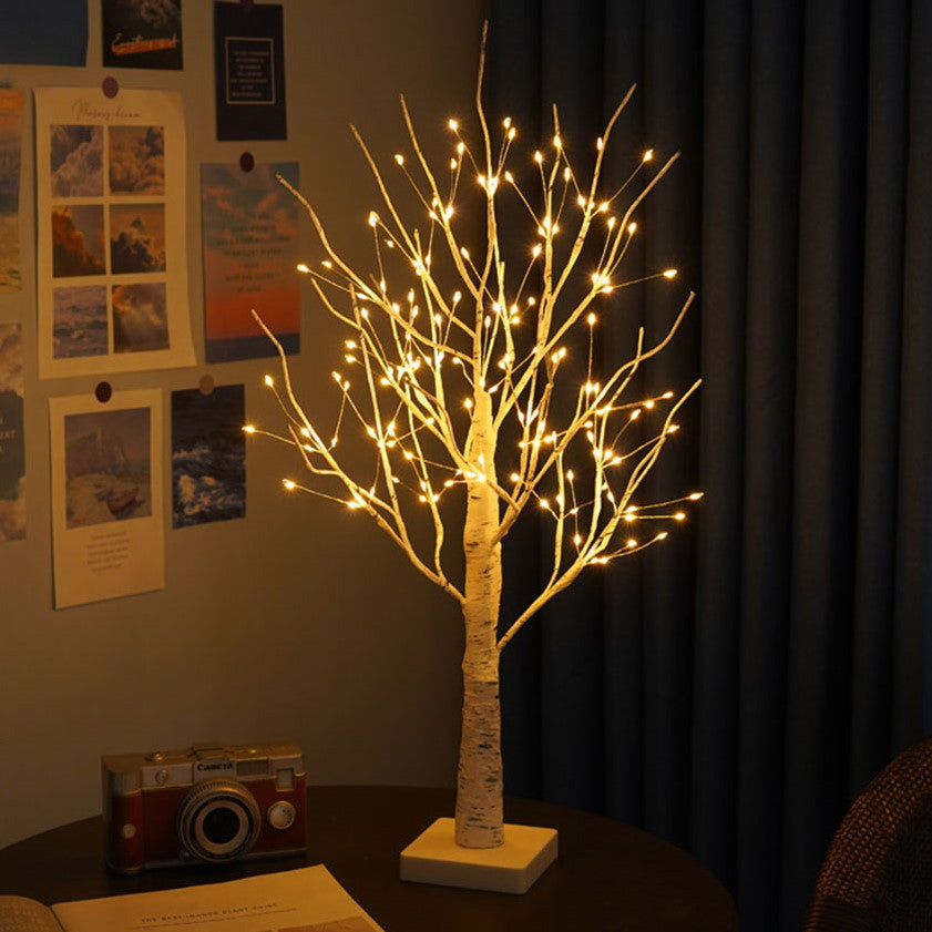 Tabletop LED birch tree lamp with a minimalist design, a beautiful home accent piece