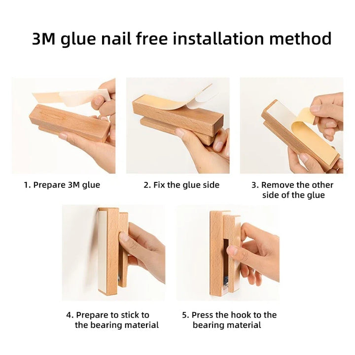 Sturdy single wooden wall hook for towels. Beech wood holder, ideal for bathroom or kitchen organization & decor.