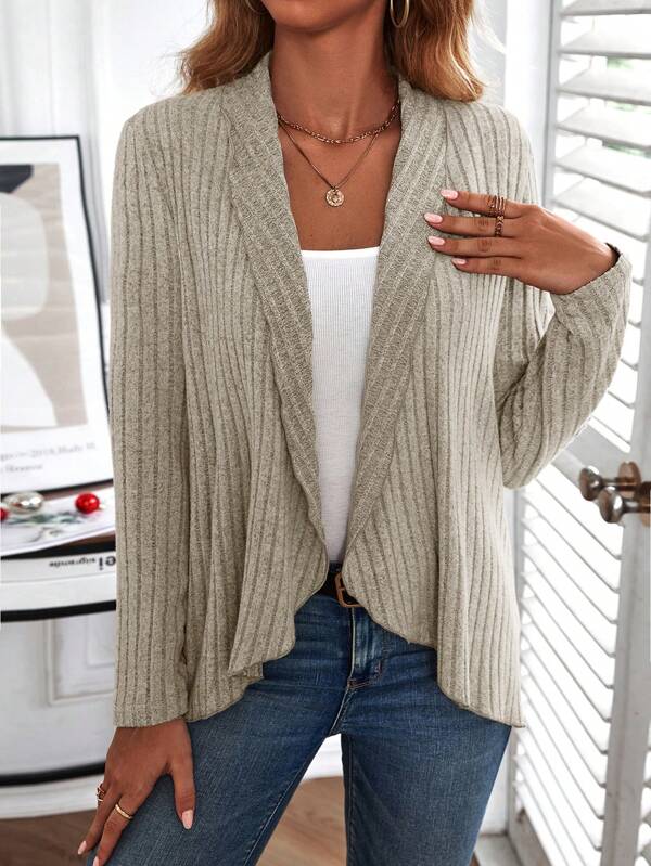Effortless women's beige long sleeve basic top, a comfortable fitted design for everyday style. Perfect round neck.