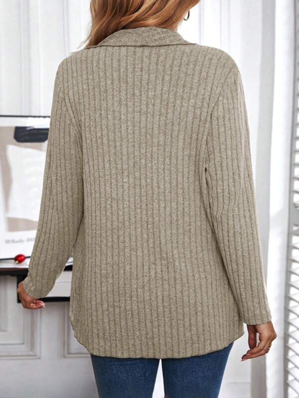 Women's casual beige long sleeve top, a versatile basic for any wardrobe. Ideal for layering & effortless everyday style.