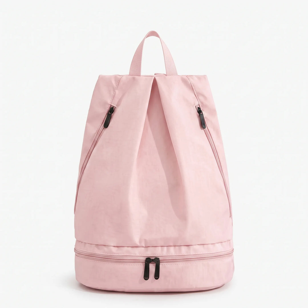 Versatile beige unisex waterproof backpack, an essential daypack for travel, hiking, & everyday outdoor activities.