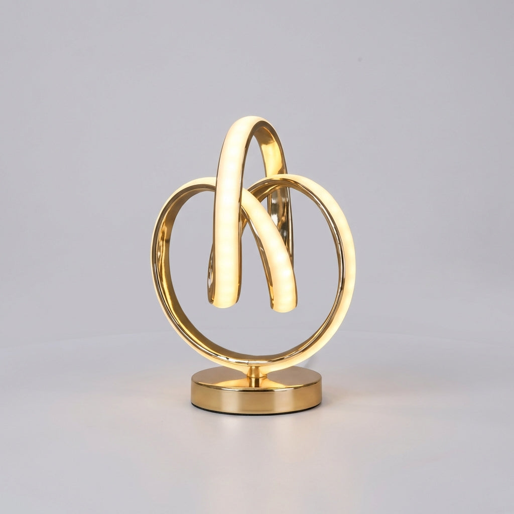 Accent white LED curved table lamp, perfect for desk or nightstand ambient lighting.