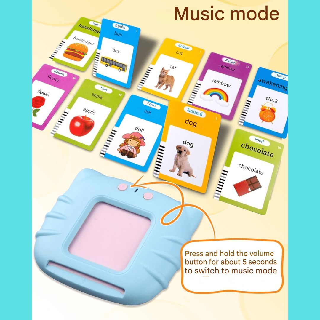 Spanish & English talking flashcards for preschool bilingual learning.