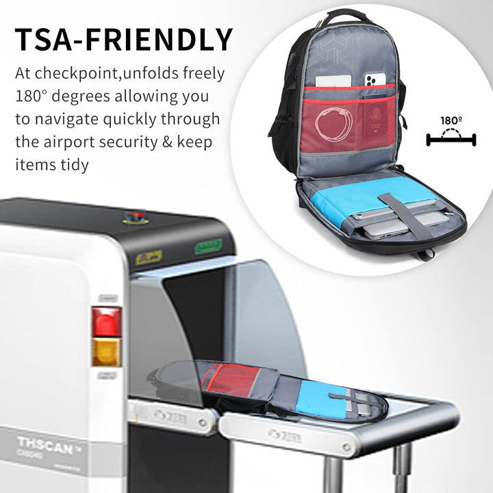 Water-resistant 50L travel bag for laptops, unisex design with USB charging functionality