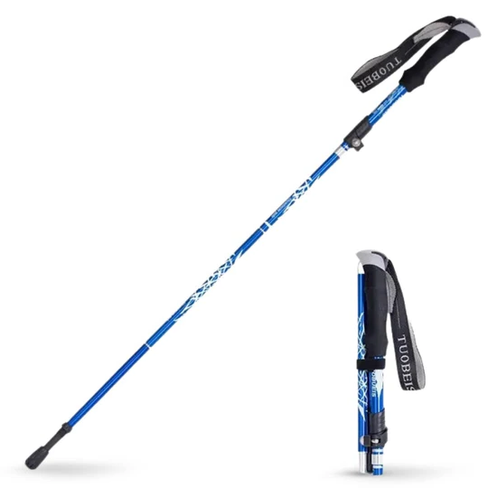 Lightweight, portable unisex trekking pole for hiking & outdoor adventures. Automatic retraction.
