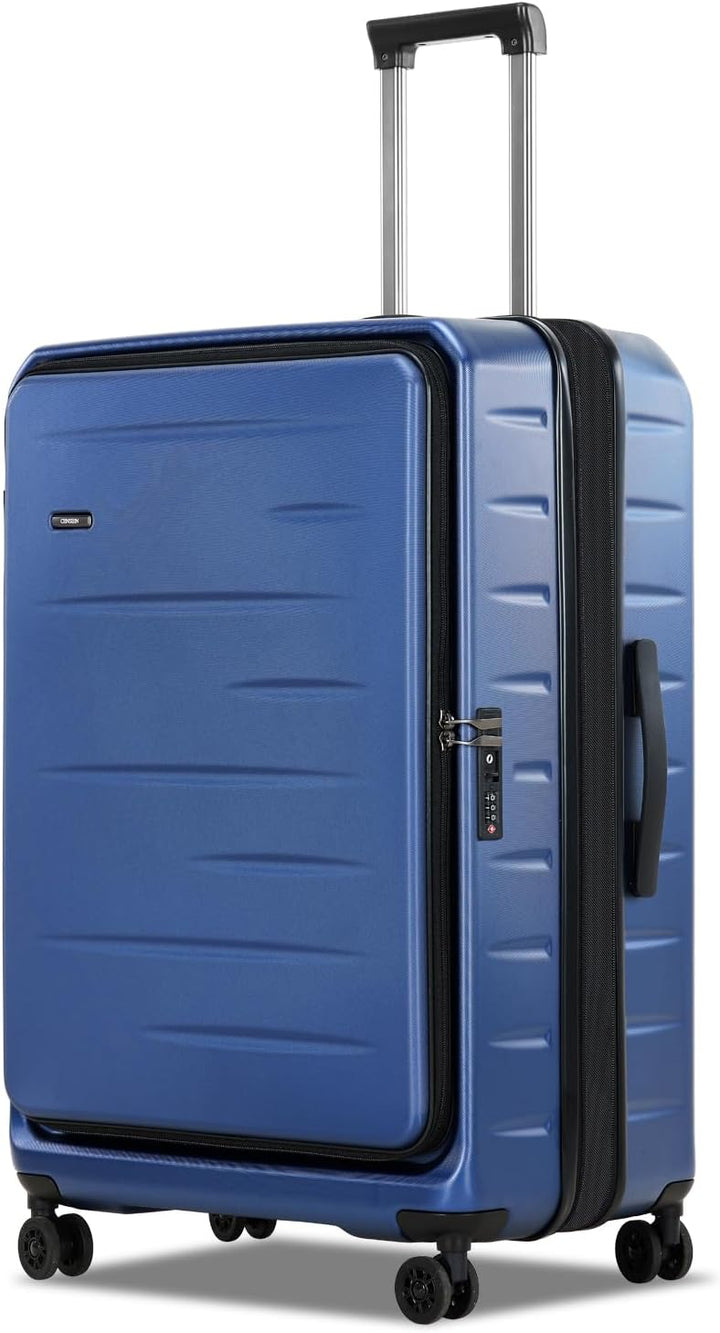 Premium expandable hard shell carry-on luggage, front pocket for convenience, TSA security.