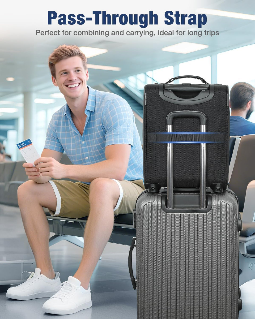 Expandable softside carry-on suitcase in black, lightweight for travel, with sturdy wheels and unisex appeal