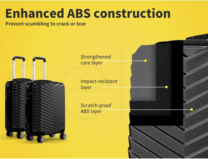 Details of black hardshell carry-on luggage with handle extended, ideal for weekend getaways