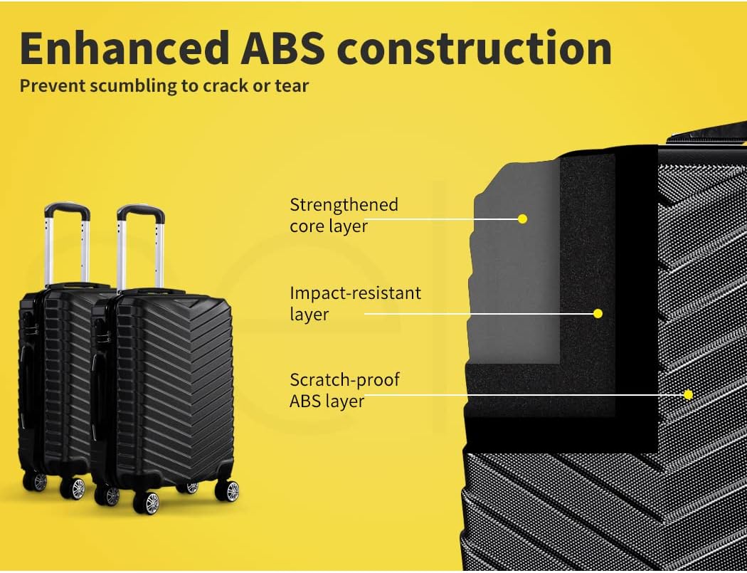 Durable black hardshell carry-on suitcase featuring 360° spinner wheels for secure, effortless airport travel.