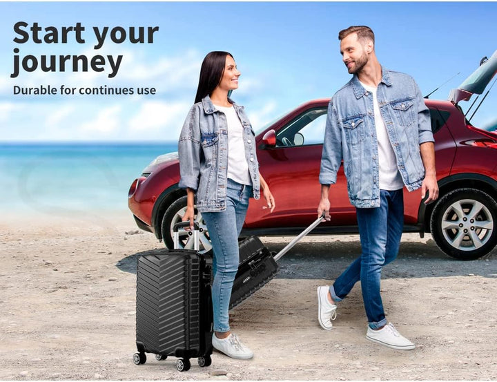 Lightweight black hardshell carry-on, excellent cabin luggage with spinner wheels for all your travel needs.
