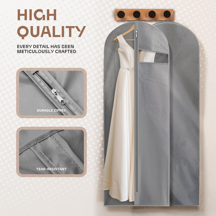 Heavy-duty garment bag for formal wear, shown in black with strong construction