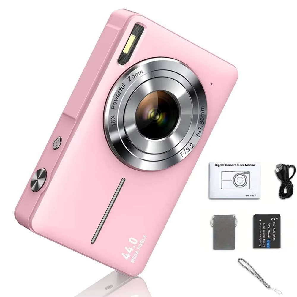 High-quality green kids 44MP digital camera, 1080P HD video, 16X zoom, capture memories easily.