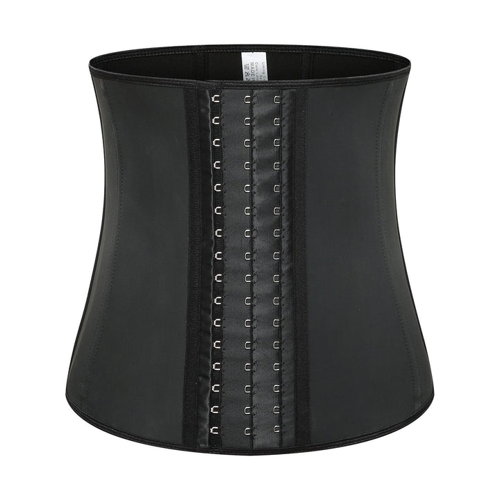 Comfortable black latex bodyshaper for women, promoting an hourglass shape and improved posture.