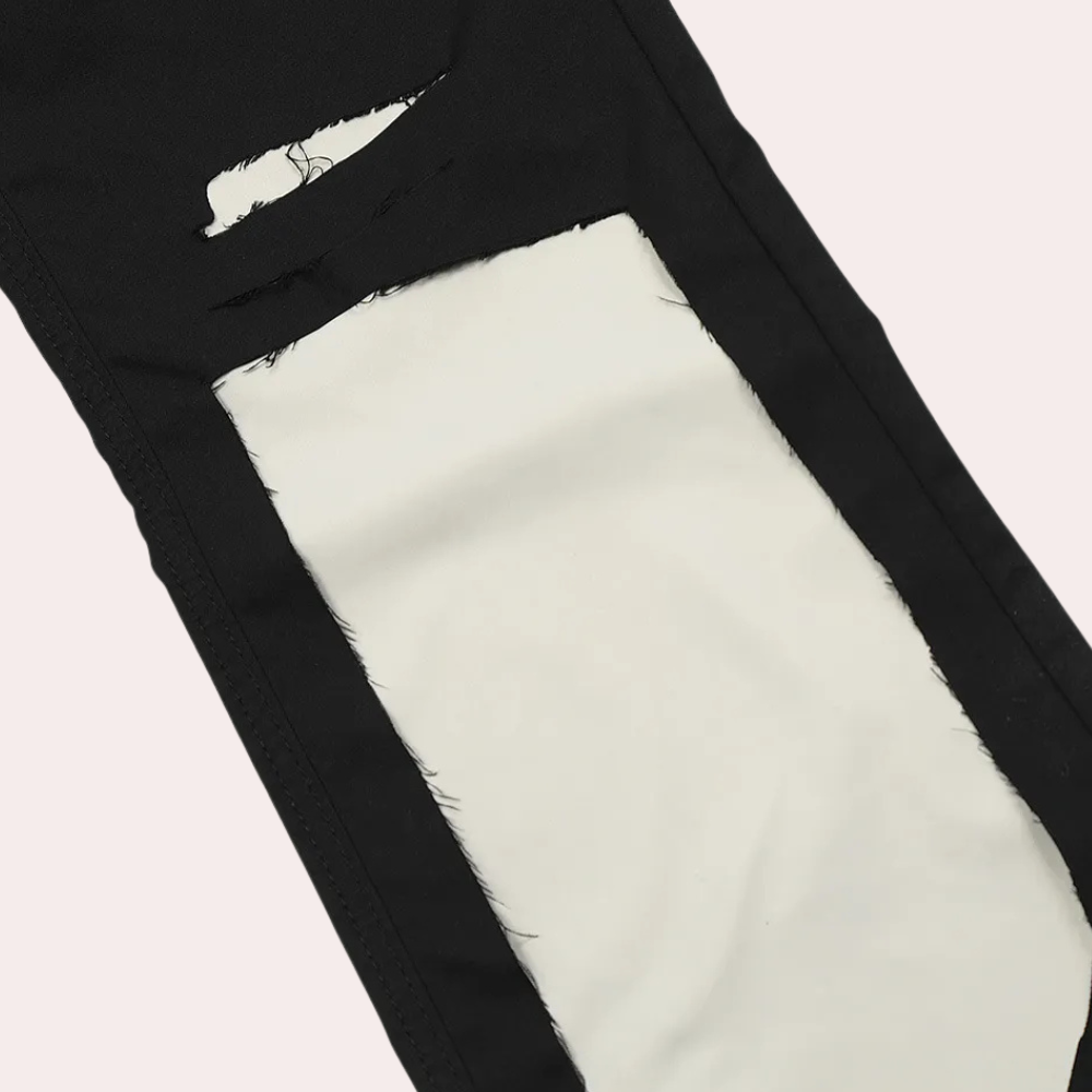 Comfortable men's straight fit black cotton pants for casual wear. Showcases timeless fashion appeal & versatility.
