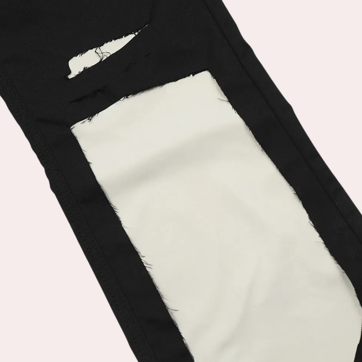 Comfortable men's straight fit black cotton pants for casual wear. Showcases timeless fashion appeal & versatility.