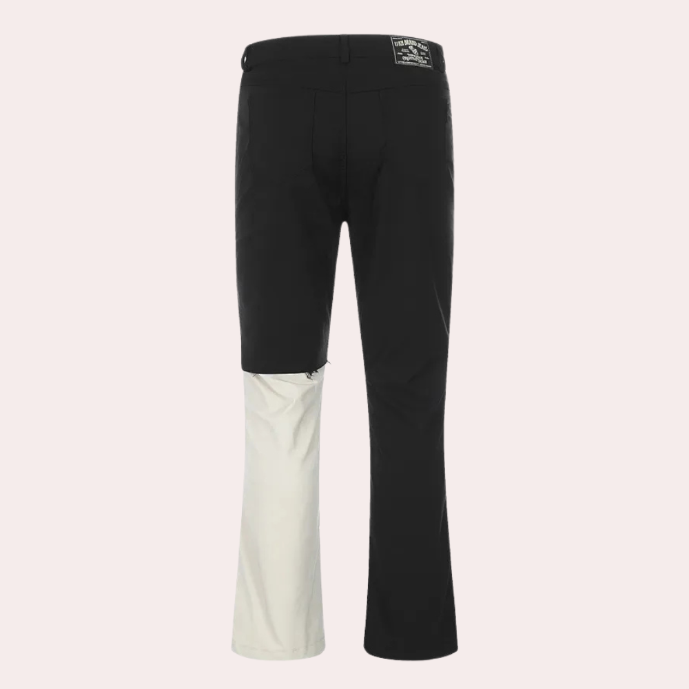 Soft cotton black men's casual trousers, straight fit. Comfortable & timeless men's fashion statement, ideal for versatile wear.