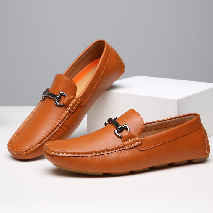 Comfortable men's classic black slip-on loafers. Ideal formal footwear for long events, business casual.